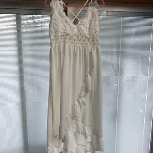 SHEIN White Lace Ruffle Maxi Dress